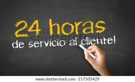 24 hour client Service Chalk Illustration