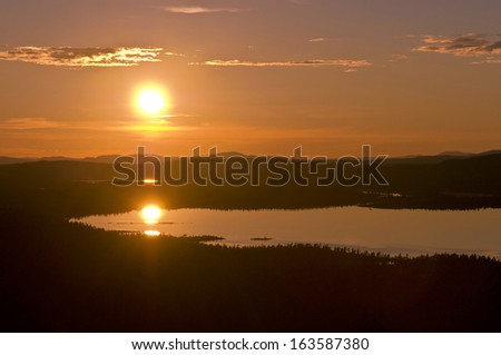 lake at sunset, nature reserve, sweden