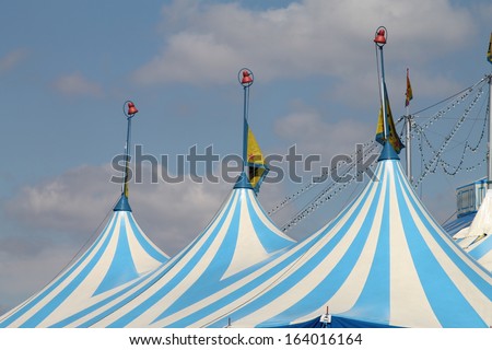The roof of a circus tent