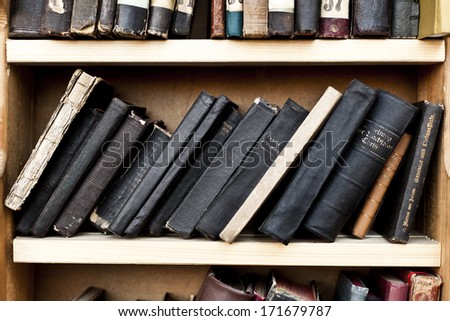 old books on bookshelf