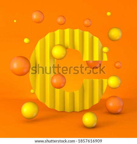 Warm minimal yellow sparkling font Letter C 3D Imagine de stoc © 