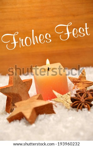 Christmas wooden background snow in german language