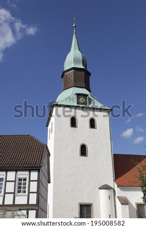 Tower of the St. Nikolai church, Bad Essen, German