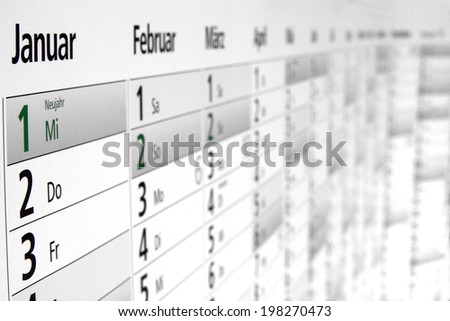 appointment calendar in a german calendar