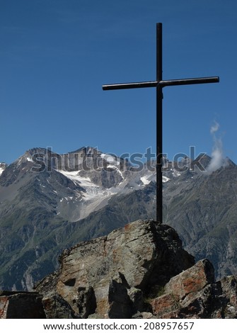 Summit Cross In The Canton Valais, Switzerland
