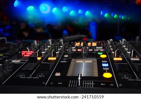 DJ stand in the club glow