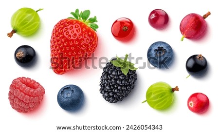 Similar – Image, Stock Photo Top view of strawberries over dark marble