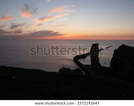 Similar – Image, Stock Photo Rock needle on the chalk cliffs of Etretat on a sunny day with turquoise sea water, Etretat, Normandy, France