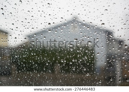 Rain shows traces on window pane