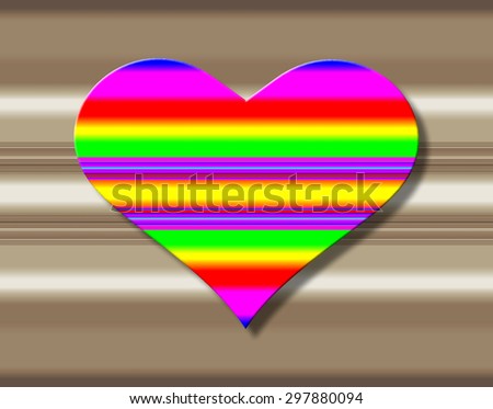 Colorful heart on a gradient background of the two-color panels.