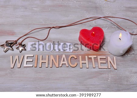 Frohe Weihachten - Merry Christmas - In German Stock Photo 391989277