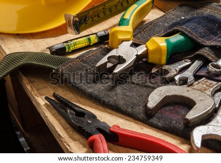 tool renovation on brown wood