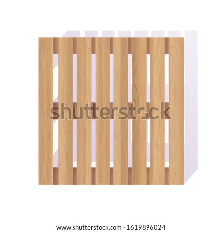 Wooden Pallet. Top View. 3d Vector Photo Realistic Illustration Isolated On White Background