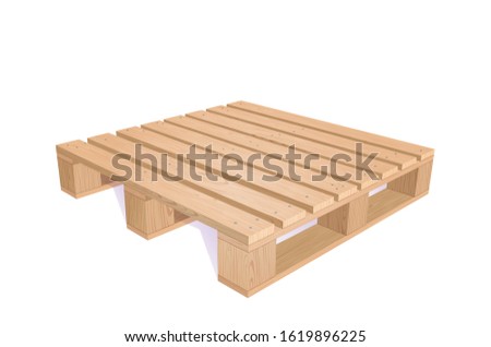 Wooden Pallet. Perspective View. 3d Vector Photo Realistic Illustration Isolated On White Background