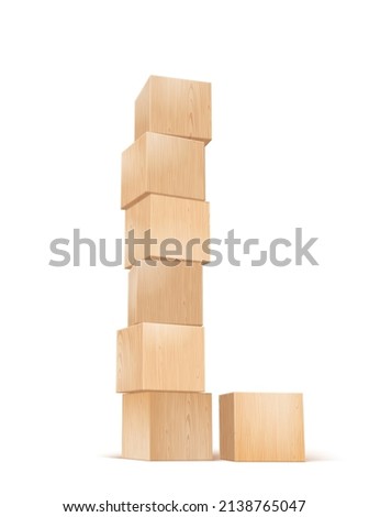 Stack of Wooden Blocks 3d Realistic Vector Illustration. Front Perspective View. Business, Creative or Idea Template. Isolated on White Background