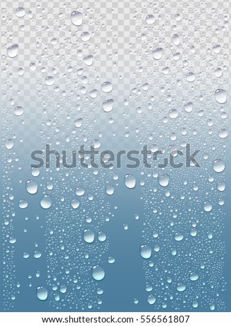 Vector Photo Realistic Image Of Raindrops Or Vapor Trough Window Glass