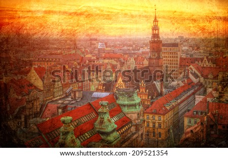 View of the old town in a retro style Wroclaw, Poland
