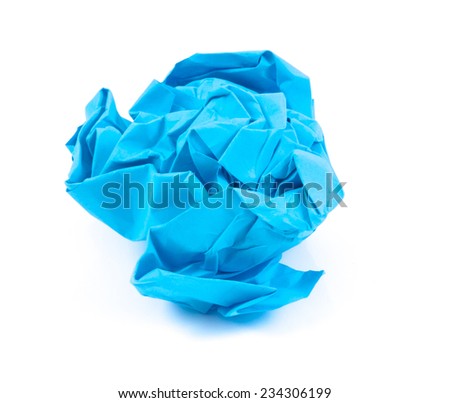 Image of paper crumpled blue color texture