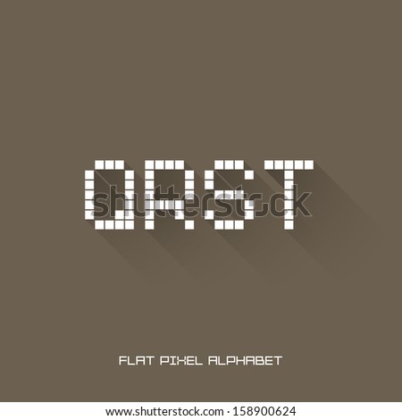 Q R S T – Flat Pixel Alphabet – Flat Design – Vector Illustration