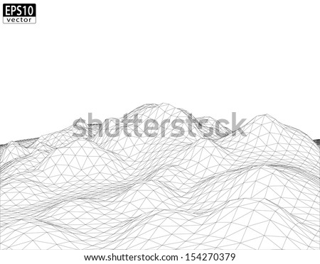 3D Wireframe Terrain | EPS10 Vector