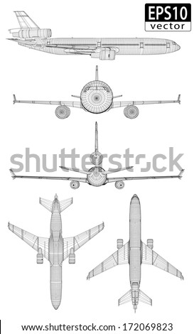 Plane Wireframes | EPS10 Vector