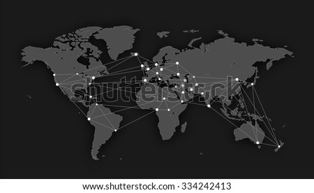 World map with nodes linked by lines | EPS10 Vector