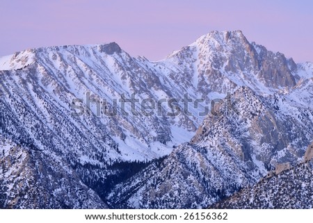 Landscape at dawn of the Eastern Sierra Nevada Mountains near Lone Pine, California, USA