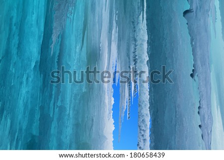 Landscape of an ice cave, Grand Island Recreation Area, Lake Superior, Michigan\'s Upper Peninsula, USA