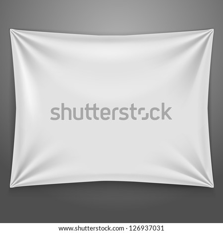 White textile banner with folds