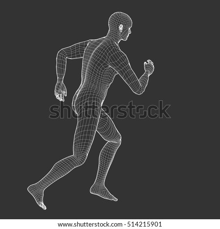 3d Running Man. Wireframe Vector. Sport Illustration - 514215901 ...
