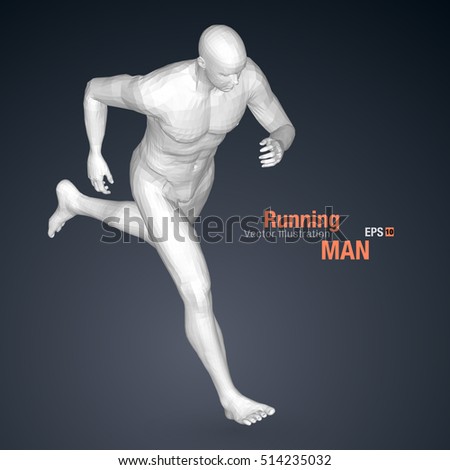 3d Running Man, White Colored. Polygonal Vector. Sport Illustration ...