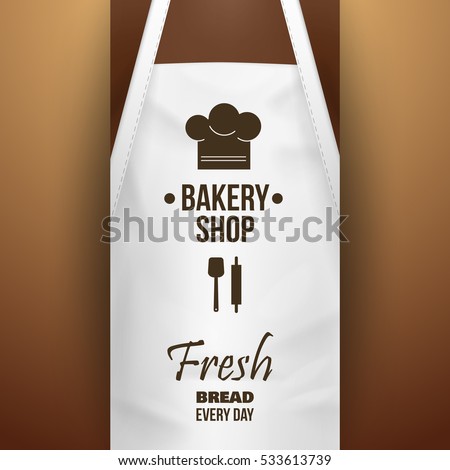 Bakery shop flyer design temlate with white chefs apron background