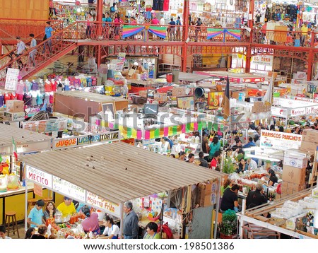 GUANAJUATO, MEXICO - OCTOBER 26, 2013: Market in the city of Guanajuato, the World Heritage Site (1988).  The city has about 170,000 population.