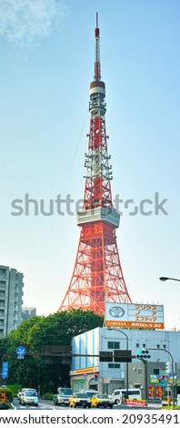 SHIBAKOEN, TOKYO - JUNE 3, 2014: Tokyo Tower, photographed at night, is the landmark and symbol of Tokyo. Constructed in 1958. Height: 332.6 m
