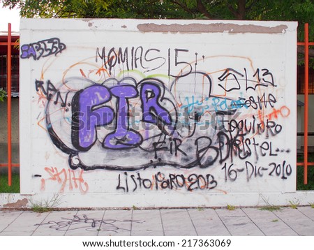 AGUASCALIENTES, MEXICO - OCTOBER 13, 2013: Graffiti painting is a kind of youth culture. Photograph is taken near the Victoria stadium, Aguascalientes, Mexico.