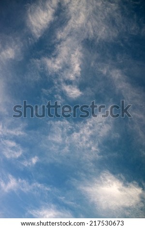 Background of blue sky and flowing white clouds (Photographed in Tokyo, Japan)