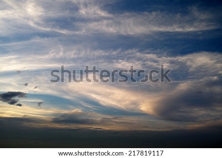White clouds and deep blue sky at sunset background (Photographed in Tokyo, Japan)