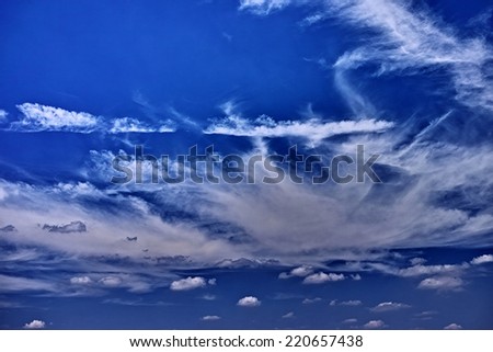 Blue sky and white flowing clouds background for the concept of sleep, dream and illusion