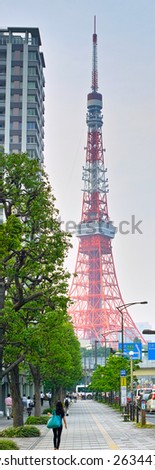 SHIBAKOEN, TOKYO - JUNE 3, 2014: After the completion of Tokyo Skytree, Tokyo Tower which is buld in 1958, is the old landmark of the capital city of Japan. Height: 332.6 m
