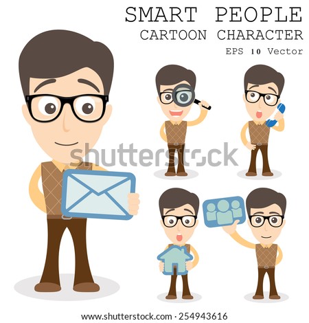 Smart people cartoon character eps 10 vector illustration