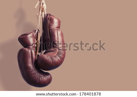 vintage boxing Gloves, hanging