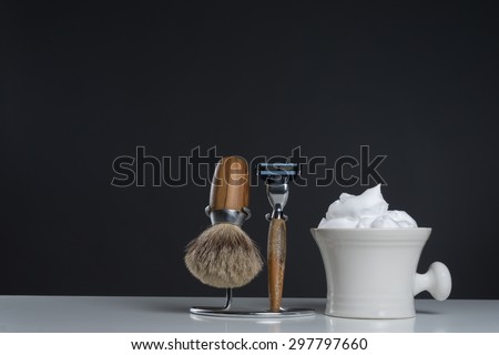 vintage wet Shaving Equipment on white Table