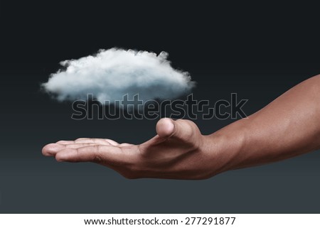Cloud computing icon with hand