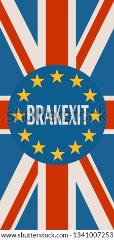United Kingdom exit from Europe relative image. Brexit named politic process. Round flag. Brakexit text