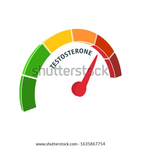 Hormone testosterone level measuring scale. Health care concept illustration.