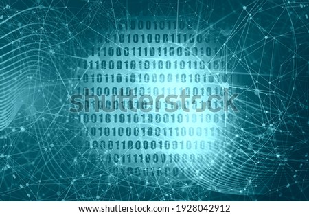 Binary code background with digits on screen. Algorithm binary, data code, decryption and encoding, row matrix Stock foto © 