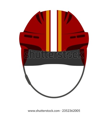 Ice hockey helmet textured by Calgary Flames team uniform colors