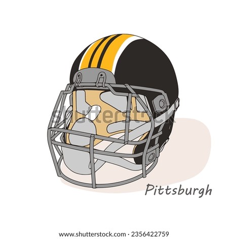 American football helmet with Pittsburgh Steelers team colors. Template for presentation or infographics.