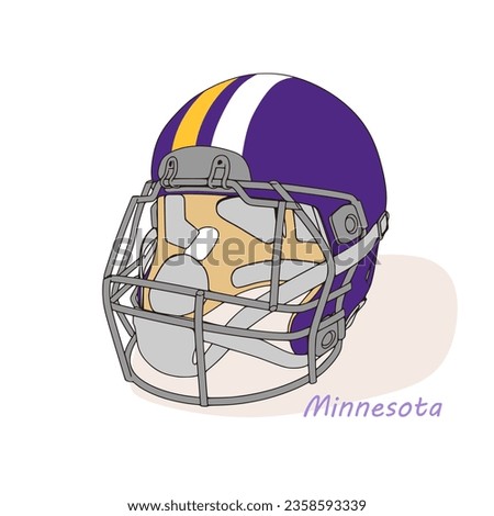 American football helmet with Minnesota Vikings team colors. Template for presentation or infographics.