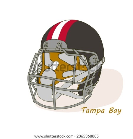 American football helmet with Tampa Bay Buccaneers team colors. Template for presentation or infographics.